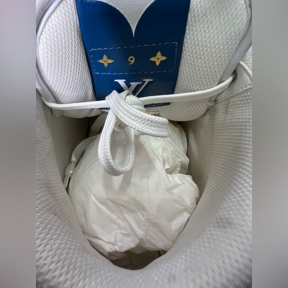 Louis Vuitton Charlie Trainer Sneaker Denim Blue White High Top Original LV - Picture 11 of 12